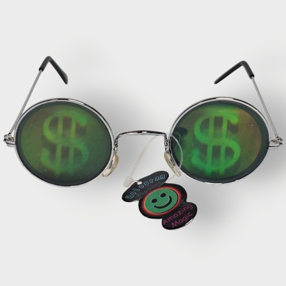 The Unbranded Brand Accessories - NEW 90s ROUND MONEY $ Hologram Sunglasses, Unworn Original Vintage Glasses